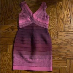 A purple/pink ombré bandage dress